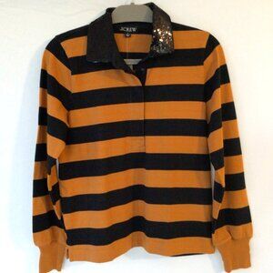 NWT J Crew Rugby Shirt w/Black Sequin Collar Sz S